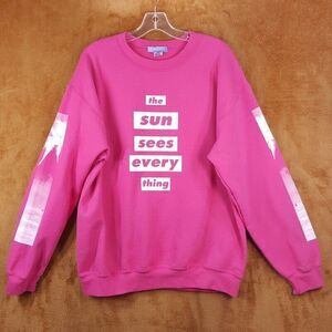 PARADISED Sweatshirt Womens Large Pink Pullover Fleece Graphic Designer Casual
